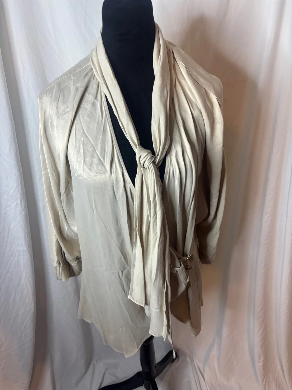 Zara Cream Tie-Neck Blouse